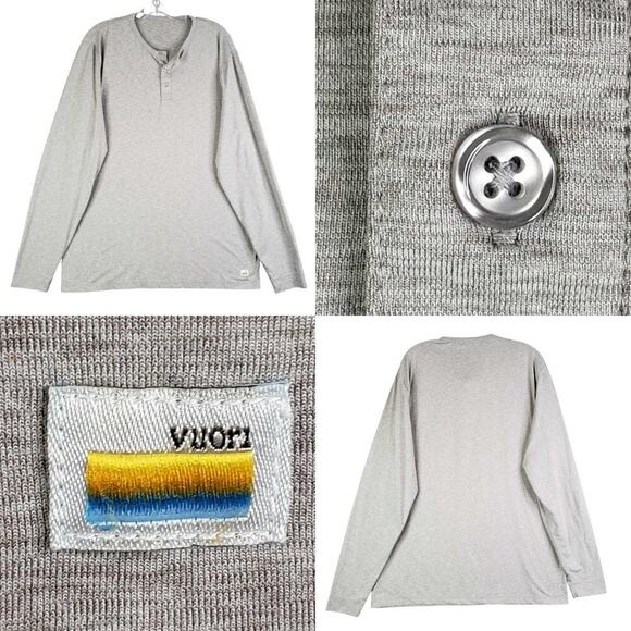 Vuori Henley Shirt Mens Large ? Gray Long Sleeve Performance Stretch Athletic - Picture 1 of 8